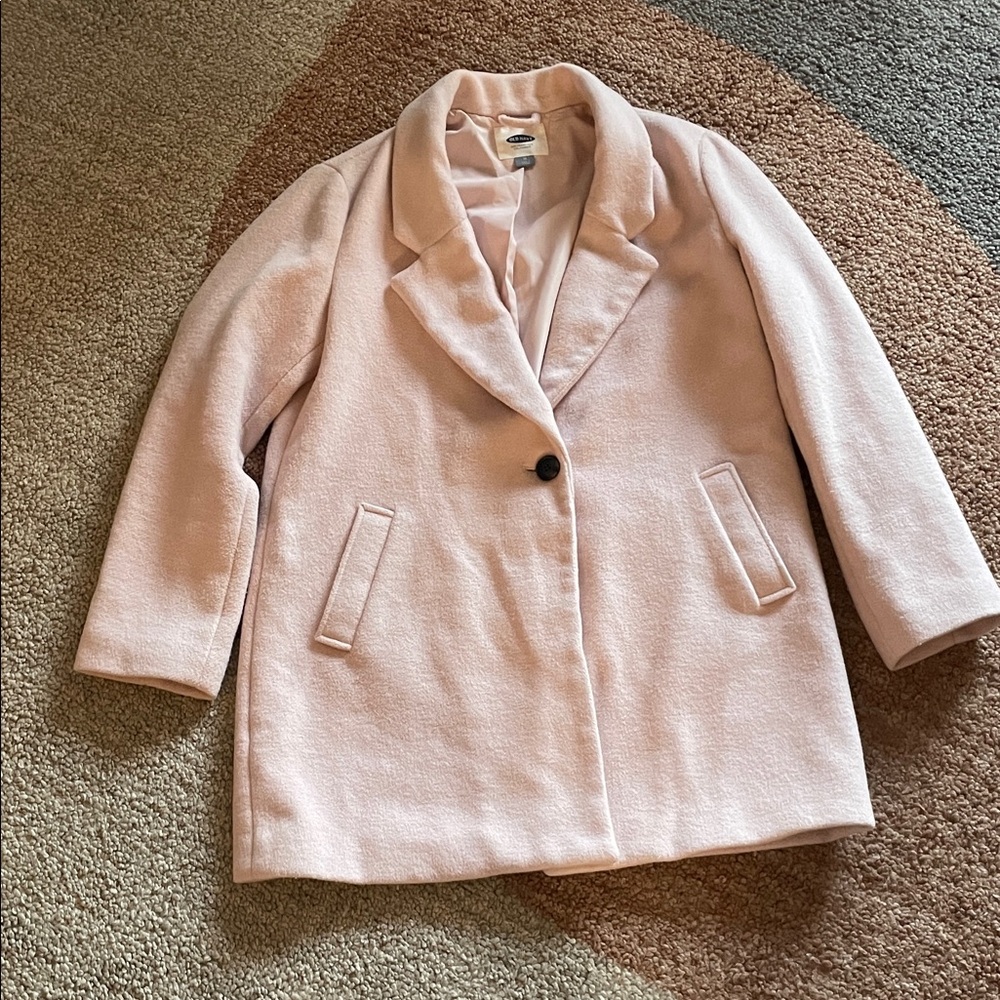 Pink Women’s M wool-blend classic coat Scandi coastal grandma